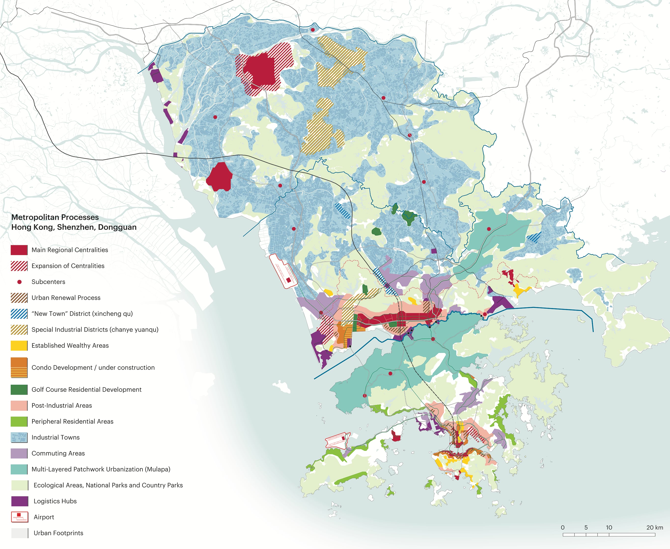 Plan drawing of Hong Kong showing different areas of use and infrastructure