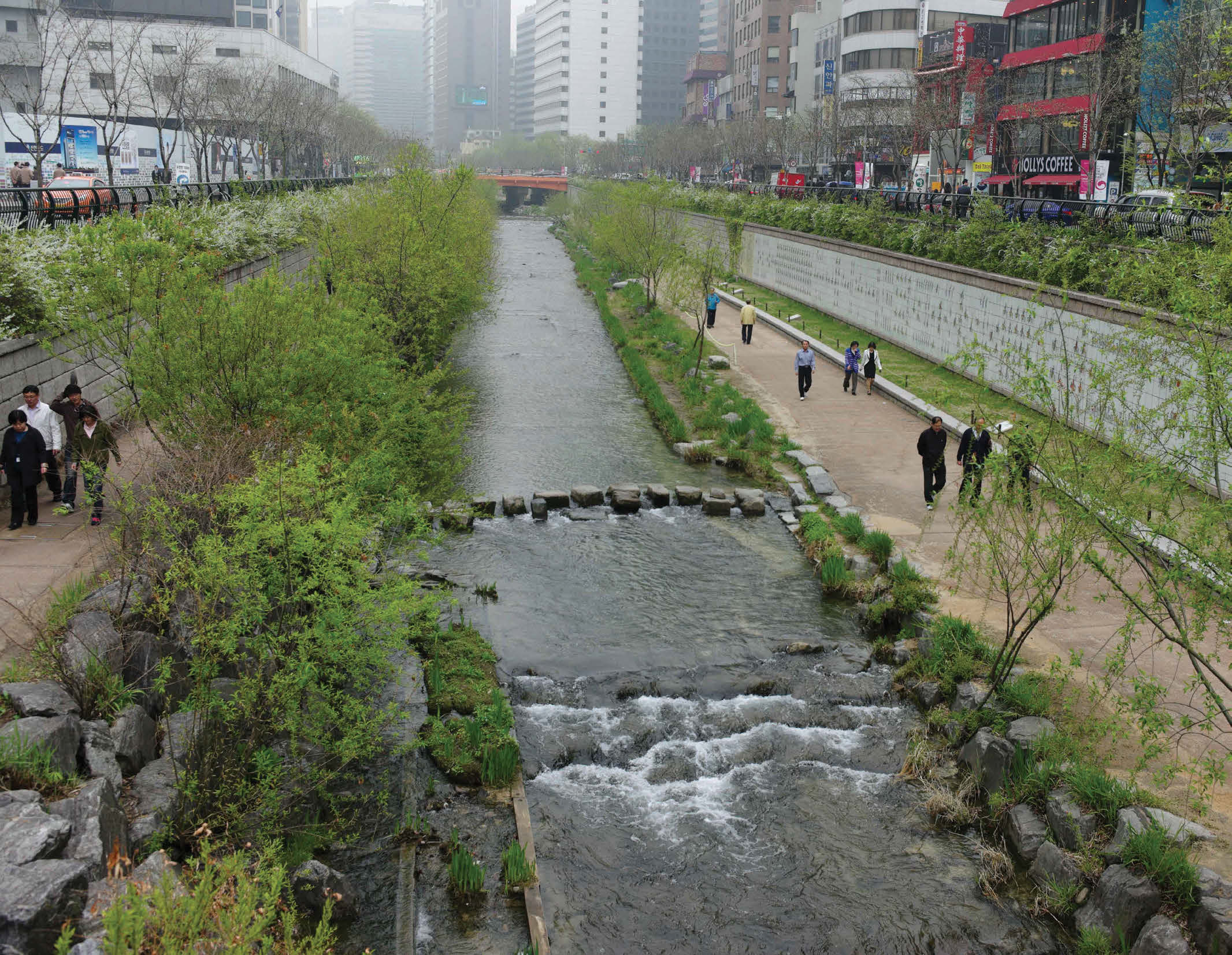 The Cheonggyecheon River park in Seoul