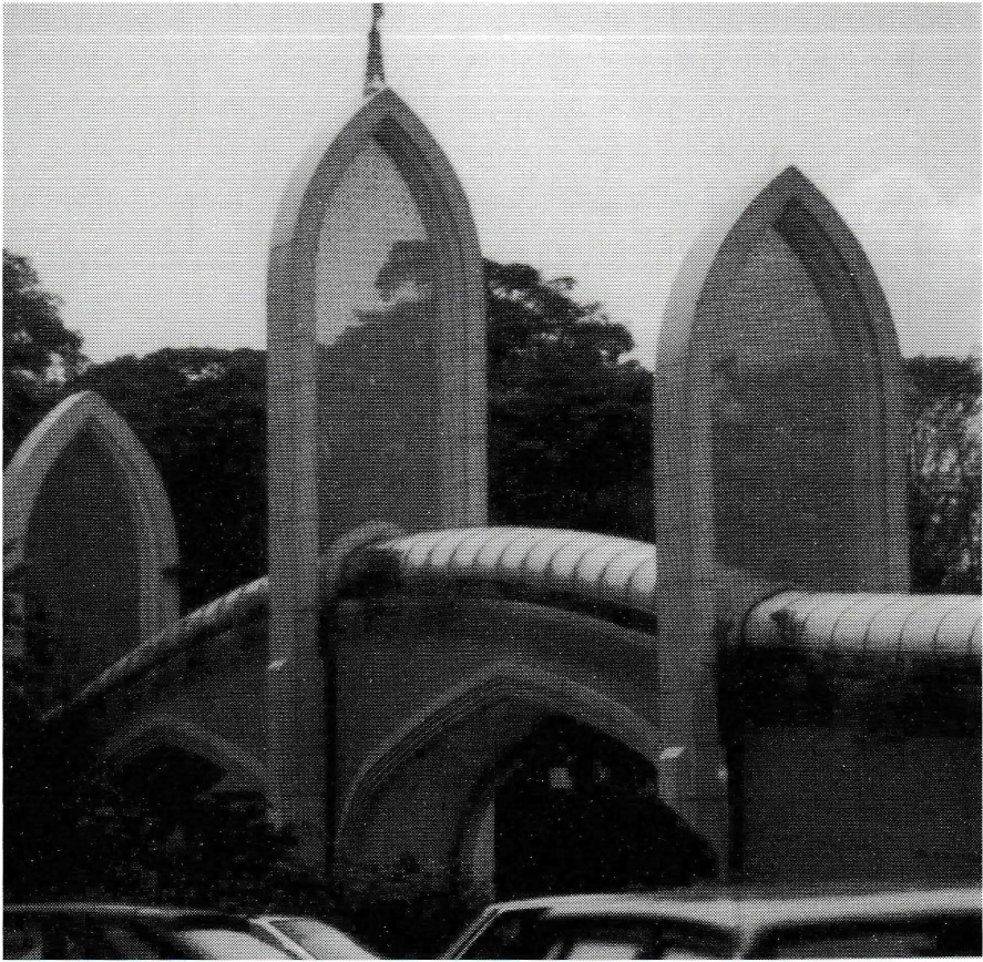 An pedestrian footbridge with arches