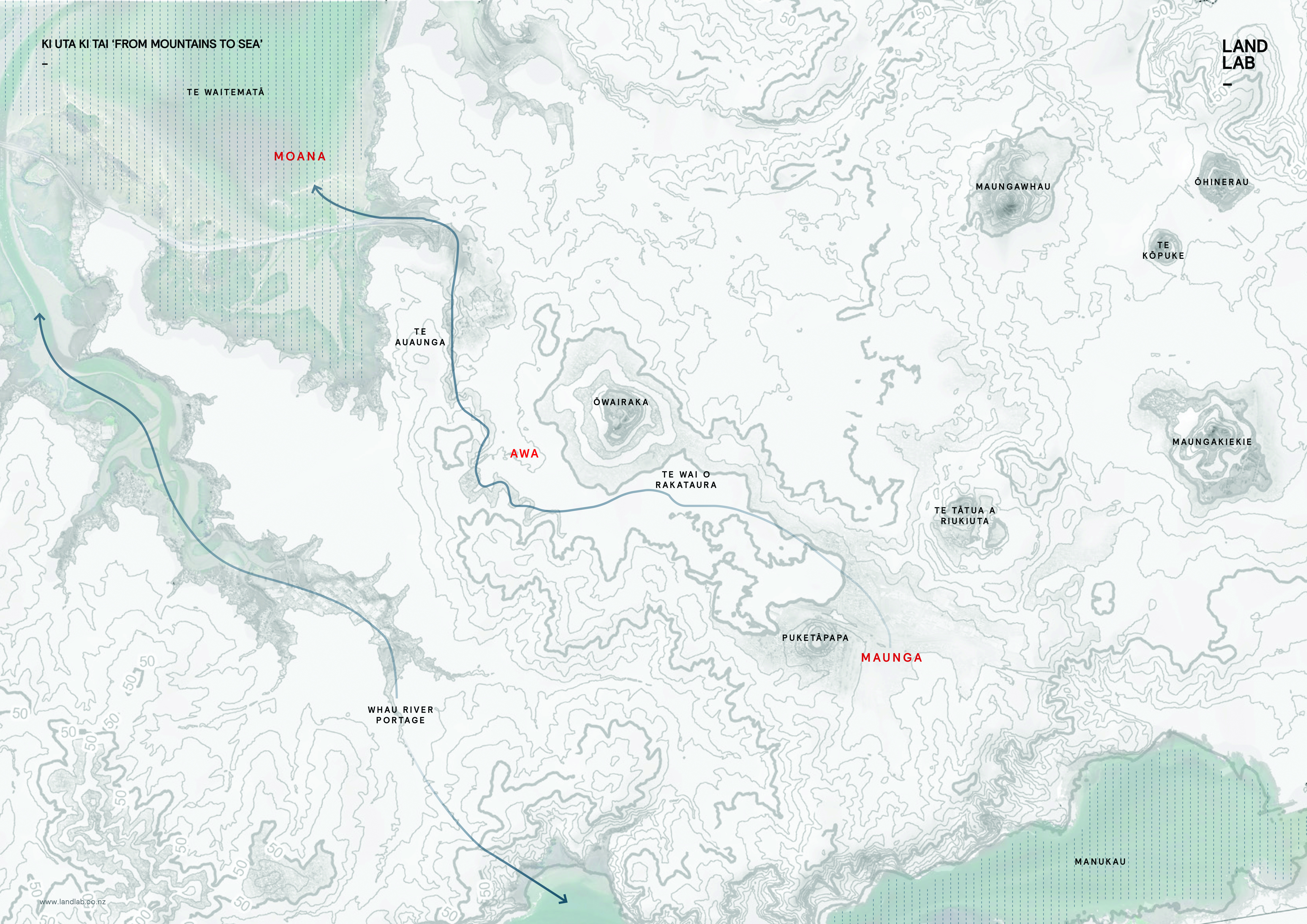 Plan showing Ki-UTa-Ki-Tai 'from mountains to the sea'